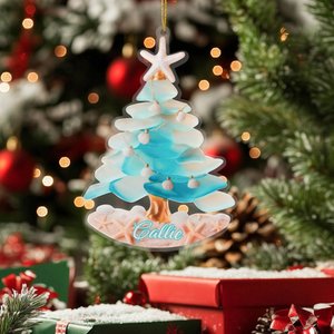 Personalised Ocean-Inspired Coastal Sea Christmas Tree Ornament with Name Home Decor Christmas Gift for Family Friend Beach Lover
