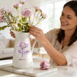 Personalisierte Glitter Geburt Blume Keramik Vase mit Namen Home Dekoration Geburtstag Muttertag Geschenk für Mama Oma