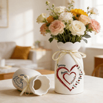 Vase en céramique personnalisé avec noms Fête des mères Cadeau d'anniversaire pour Grand-mère Maman