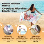 Personalized Cartoon Diving Character Marine Animal Quick Dry Oversized Beach Towel with Name Summer Vacation Beach Party Birthday Gift for Kids