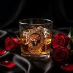 Personalised Floral Crown Badge 10 oz Whiskey Glass with Name and Text Birthday Mother's Day Gift for Mother Woman