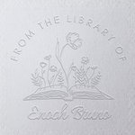 Personalised Flower and Book DIY Name Embosser Stamp with Storage Bag Hand-Held Embossing Stamp Birthday Gift for Books Lover Book Club