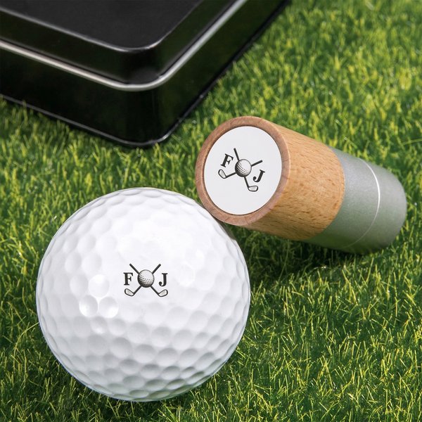 Personalized Golf-Themed Monogram Golf Ball Stamp with Name and Tin Box Golf Club Game Day Birthday Gift for Golf Lovers
