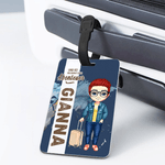 Personalisierter Cartoon Charakter Gepäckanhänger mit Namen Urlaub Reise Essentials Geburtstag Geschenk für Reiseliebhaber
