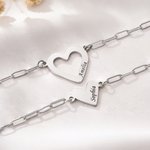 Pulseras de corazón personalizadas para madre e hija con nombres Juego de 2 delicadas joyas Regalo de cumpleaños del Día de la Madre para madre e hija