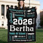 Gepersonaliseerde You Did It Graduation Cap Zachte Deken met Naam Jaar en Schoolnaam Home Graduation Party Gift voor Afgestudeerden