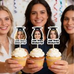 Personalized Graduation Cap Face Photo Cupcake Topper with Text Graduation Party Gift for Graduates