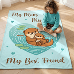 Gepersonaliseerde Hart vijver Moeder Baby Otters Zachte Deken met Naam en Tekst Home Decor Moederdag Verjaardagscadeau voor Mama Oma