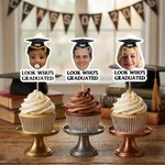 Personalized Graduation Cap Face Photo Cupcake Topper with Text Graduation Party Gift for Graduates