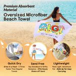Personalised Multicolor Seaside Vacation Style Quick Dry Soft Oversized Beach Towel with 1-12 Names Beach Party Birthday Gift for Family
