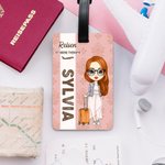 Personalisierter Cartoon Charakter Gepäckanhänger mit Namen Urlaub Reise Essentials Geburtstag Geschenk für Reiseliebhaber