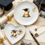 Personlig Graduation Cap Initial Ceramic Trinket Smykkeskål med navn og år Fødselsdag Graduation Gave til nyutdannede