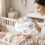 Personalized Newborn Photo Calendar Ceramic Decorative Plate with Name Title and Stand Birthday Mother's Day Baby Shower Gift for Family