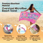 Henkilökohtainen Vibrant Floral Art Lettering Ylimitoitettu Nopea kuiva rantapyyhe nimellä Ulkoilutoiminta Ranta Party Syntymäpäivälahja naisille perheelle