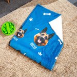 Personalisierte Haustier Kopf Foto Flanell Decke mit Namen Pfote Knochen Geburtstag Weihnachten Geschenk für Tierliebhaber Tierhalter
