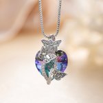Collier avec Prénom Papillon Personnalisés Pendentif en Zircon et Coeur en Cristal Cadeau pour Femme