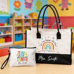 Gepersonaliseerde Tiny Human's Tamer Grote Capaciteit Tote Bag Draagbare Make-up tas met naam Dagelijks gebruik Kinderdagverblijf Peuterdag cadeau voor de leraar