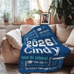 Gepersonaliseerde You Did It Graduation Cap Zachte Deken met Naam Jaar en Schoolnaam Home Graduation Party Gift voor Afgestudeerden