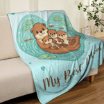 Gepersonaliseerde Hart vijver Moeder Baby Otters Zachte Deken met Naam en Tekst Home Decor Moederdag Verjaardagscadeau voor Mama Oma