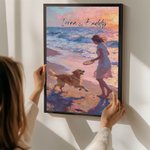 Personalised Oil Painting Effect Photo Poster Oil Canvas Painting with Name Wall Decor Birthday Gift for Family Friend
