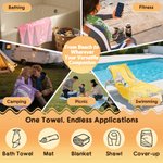 Personalised Mother of Pearl Effect Birth Flower Initial Oversized Quick Dry Beach Towel with Name Beach Party Birthday Mother's Day Gift for Family