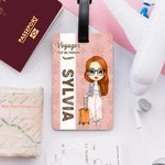 Étiquette de bagage personnalisée avec nom et personnage de dessin animé - Cadeau d'anniversaire vacances pour amoureux de voyage