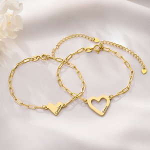 Bracelets personnalisés maman et fille avec noms Bijoux délicats Lot de 2 Cadeau d'anniversaire de fête des mères pour maman fille