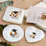 Personlig Graduation Cap Initial Ceramic Trinket Smykkeskål med navn og år Fødselsdag Graduation Gave til nyutdannede