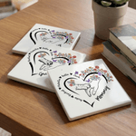 Gepersonaliseerde Hart Geboorte Bloem Huisdier Patroon 11 oz 15 oz Keramische koffiemok met 2-6 namen en onderzetter Moederdag Verjaardagscadeau voor mama Oma