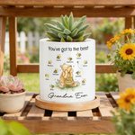 Personalized Classic Winnie the Pooh 1-10 Bees Ceramic Planter Pot with Names and Bamboo Tray Daily Use Mother's Day Gift for Mom Grandma
