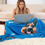 Personalisierte Haustier Kopf Foto Flanell Decke mit Namen Pfote Knochen Geburtstag Weihnachten Geschenk für Tierliebhaber Tierhalter