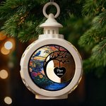 Bougie LED personnalisée avec motif de la lune 1-3 noms et années - Ornement style vitrail - Cadeau de Noël de fête pour la famille