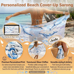 Personalized Sea Animal Swimsuit Cover-Up with Name Summer Vacation Beach Party Birthday Gift for Woman