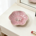 Personalised Imitation Crystal Style Birth Flower Ceramic Scalloped Edge Trinket Jewellery Dish with Name Mother's Day Birthday Gift for Her