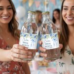 Personalized Flower Bow Wedding Theme  Water Bottle Label Sticker Set of 20 Engagement Bridal Shower Party Gift for Couple