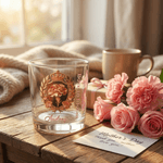 Personalised Floral Crown Badge 10 oz Whiskey Glass with Name and Text Birthday Mother's Day Gift for Mother Woman