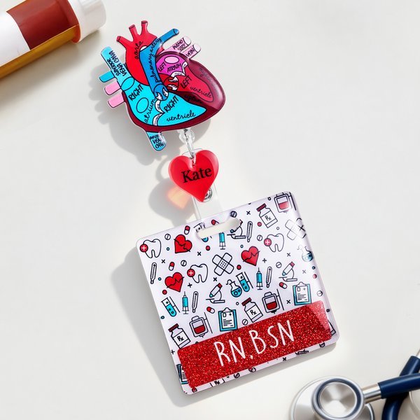 Enrouleur de badge rétractable pailleté avec nom et badge personnalisé Cadeau d'anniversaire pour infirmière médecin personnel médical