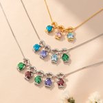 Personalized Cute Boy Girl Outline 1-6 Heart Birthstones Necklace Dainty Jewellery Gratitude Birthday Anniversary Gift for Women Kids