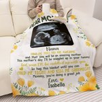 Personlig flerfärgad ultraljudsfoto mjuk fleece filt med namn graviditet baby shower rumsinredning mors dag present till mamma mormor