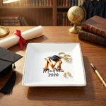 Personlig Graduation Cap Initial Ceramic Trinket Smykkeskål med navn og år Fødselsdag Graduation Gave til nyutdannede