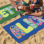Nome artistico colorato personalizzato Asciugamano da spiaggia sovradimensionato ad asciugatura rapida Attività all'aperto Festa in spiaggia Regalo di compleanno per le donne Besties