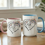 Gepersonaliseerde Hart Geboorte Bloem Huisdier Patroon 11 oz 15 oz Keramische koffiemok met 2-6 namen en onderzetter Moederdag Verjaardagscadeau voor mama Oma