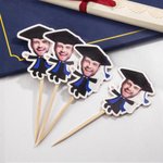 Personalized Graduation Photo Cupcake Toppers Set of 10 Cake Decorations Party Favors Gift for Graduates