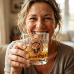 Personalised Floral Crown Badge 10 oz Whiskey Glass with Name and Text Birthday Mother's Day Gift for Mother Woman