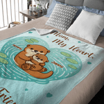 Gepersonaliseerde Hart vijver Moeder Baby Otters Zachte Deken met Naam en Tekst Home Decor Moederdag Verjaardagscadeau voor Mama Oma