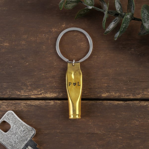 Personalised Hand Stamped Bullet Keychain with Engraved Initials Daily Use Anniversary Gift for Boyfriend Husband Military Enthusiast