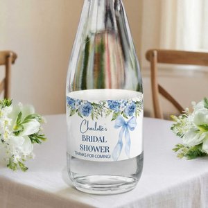 Personalized Flower Bow Wedding Theme Water Bottle Label Sticker Set of 20 Something Blue Engagement Bridal Shower Party Gift for Couple