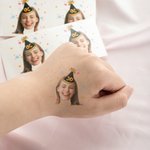 Personalisierter Wasserdichter Tattoo-Aufkleber mit Namen Temporärer Gesicht Foto Sticker Party Geburtstag Hochzeit Geschenk