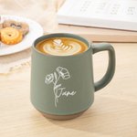 Personalised Birth Flower Retro Handmade Stoneware 12oz Mug with Name Housewarming Birthday Mother's Day Gift for Mom Grandma