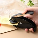 Personalised Flower and Book DIY Name Embosser Stamp with Storage Bag Hand-Held Embossing Stamp Birthday Gift for Books Lover Book Club